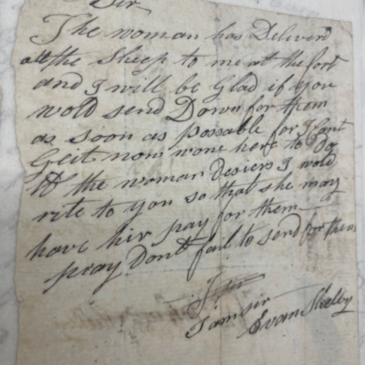 Letter signed by Evan Shelby. Library of Congress